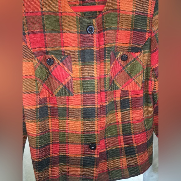 MHM Melissa Harper | Women’s Colorful Plaid Print Button Down Jacket - Picture 7 of 12